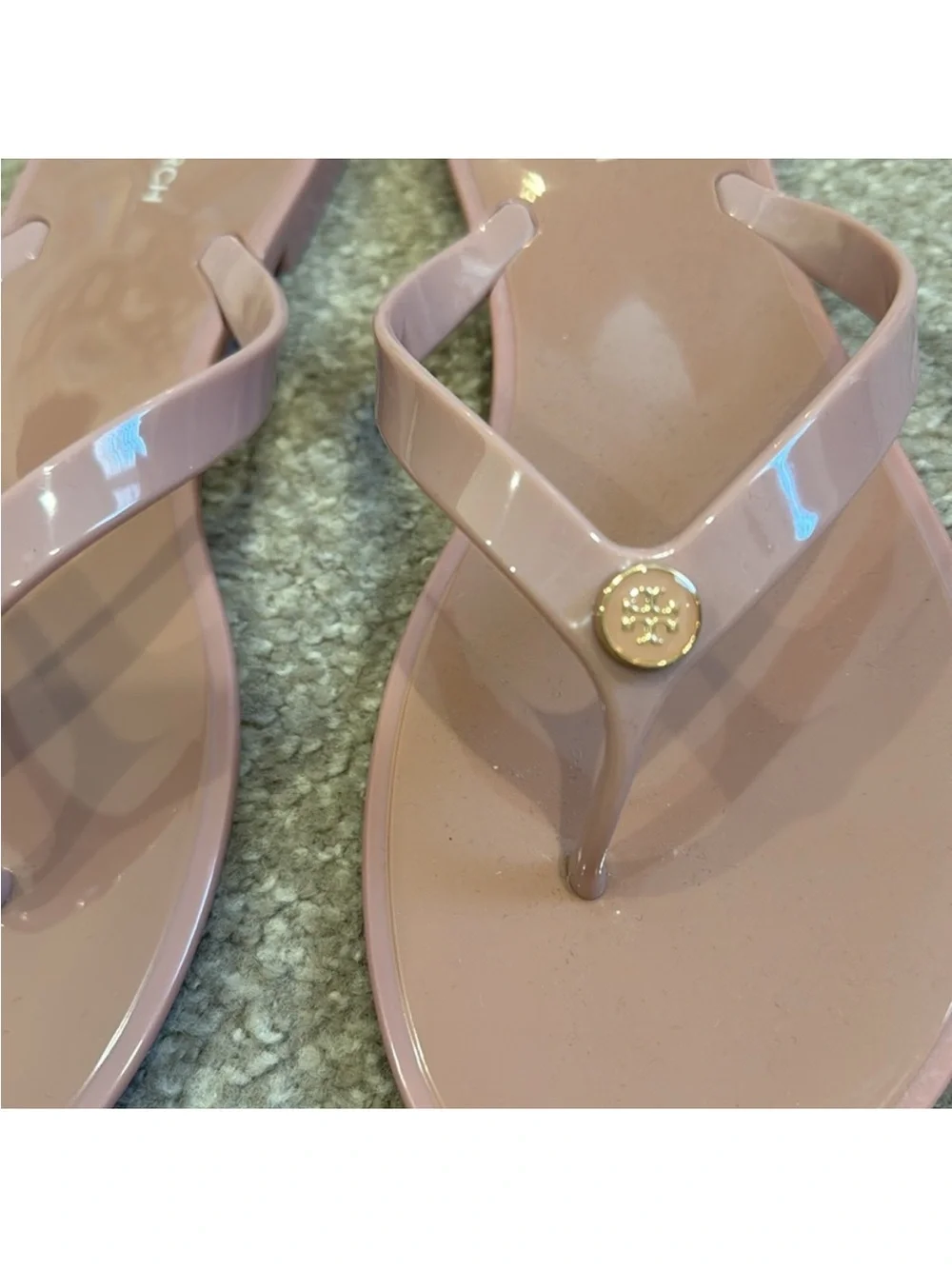 Tory Burch Glossy Pink Logo Flip Flop Sandals Size 9